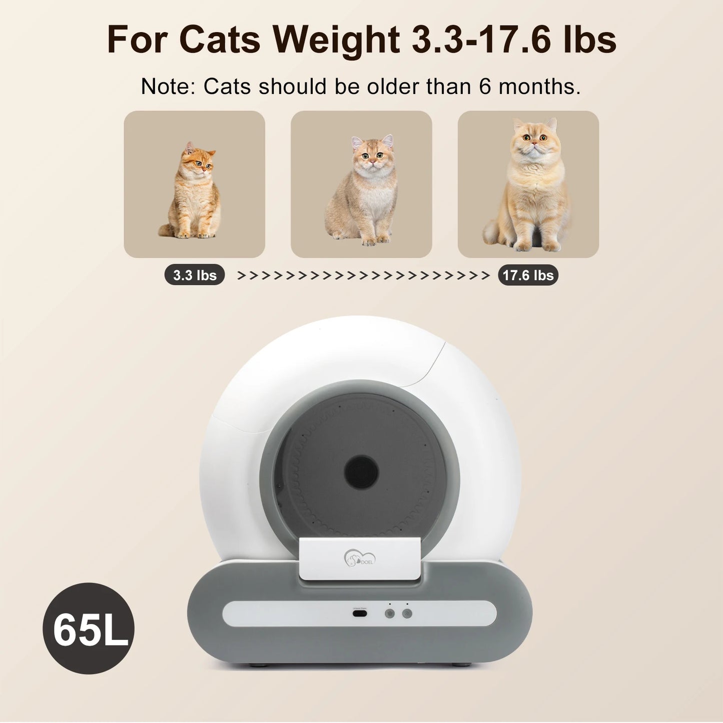 DOEL App Controlled Self Cleaning Cat Litter Box With 2.4G WiFi