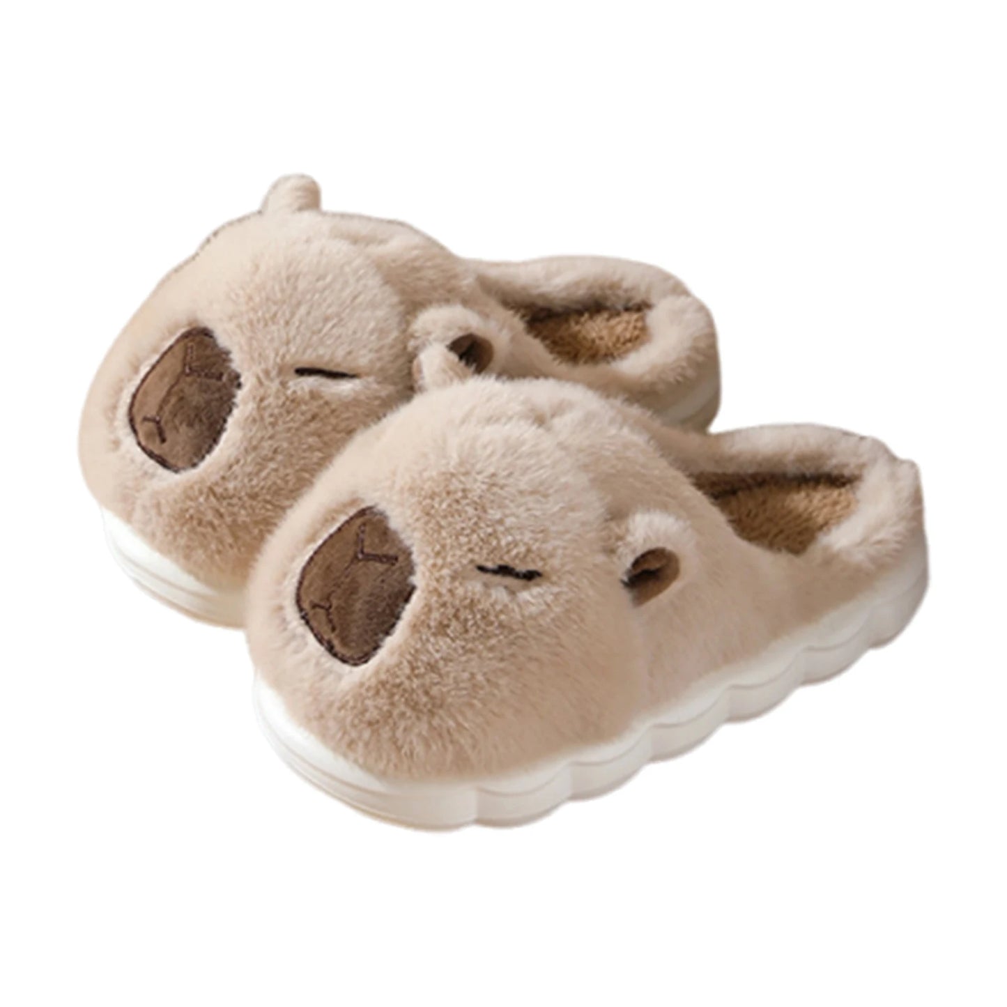 Hebei Capybara Slippers Women Closed Toe Furry Home Footwear